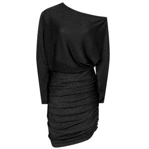 NWT Reiss metallic knitted dress, graphite black, size M